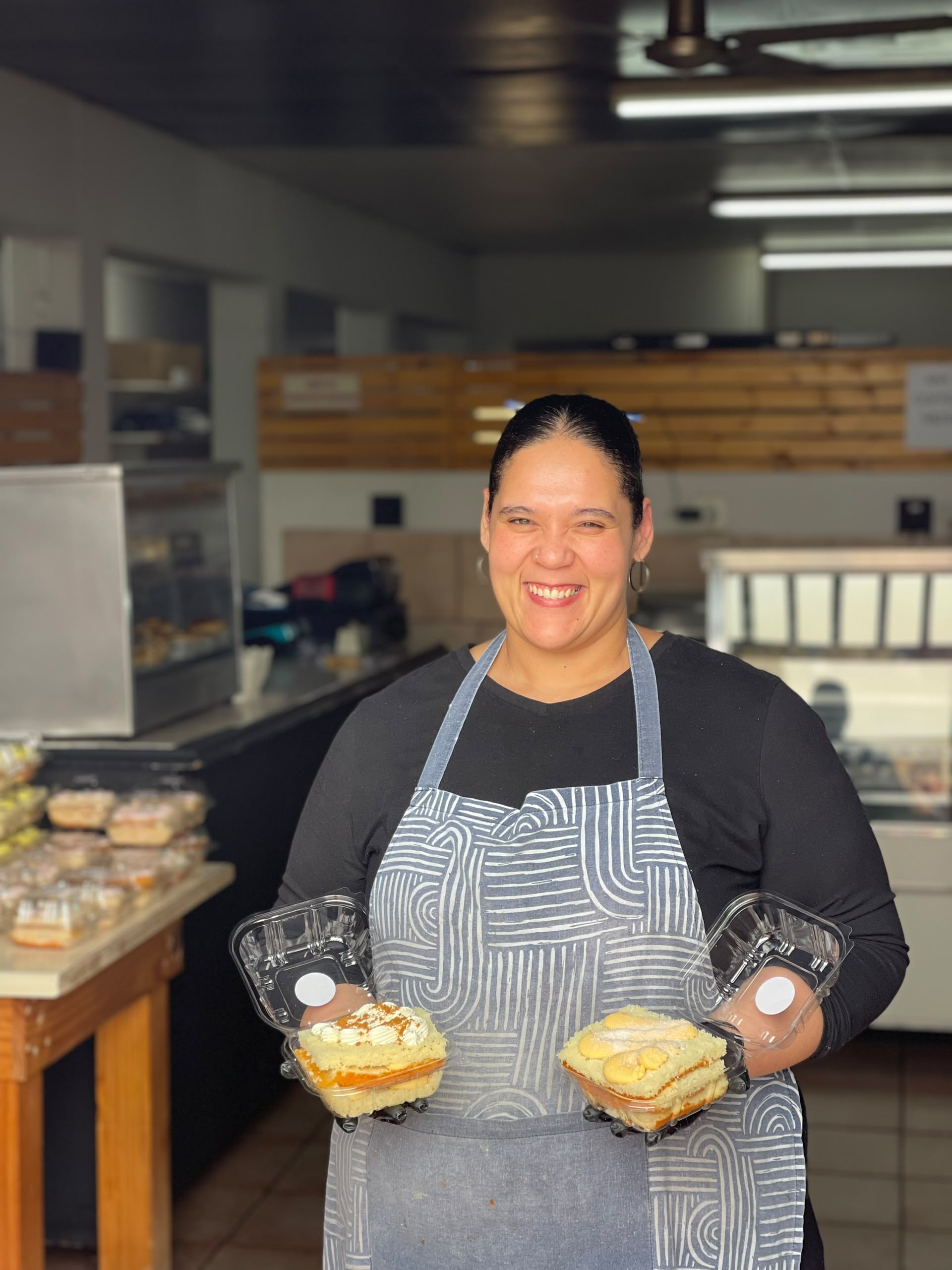 Carens Bakery Corner CC baker 4 preparing fresh bakes in the Walvis Bay kitchen